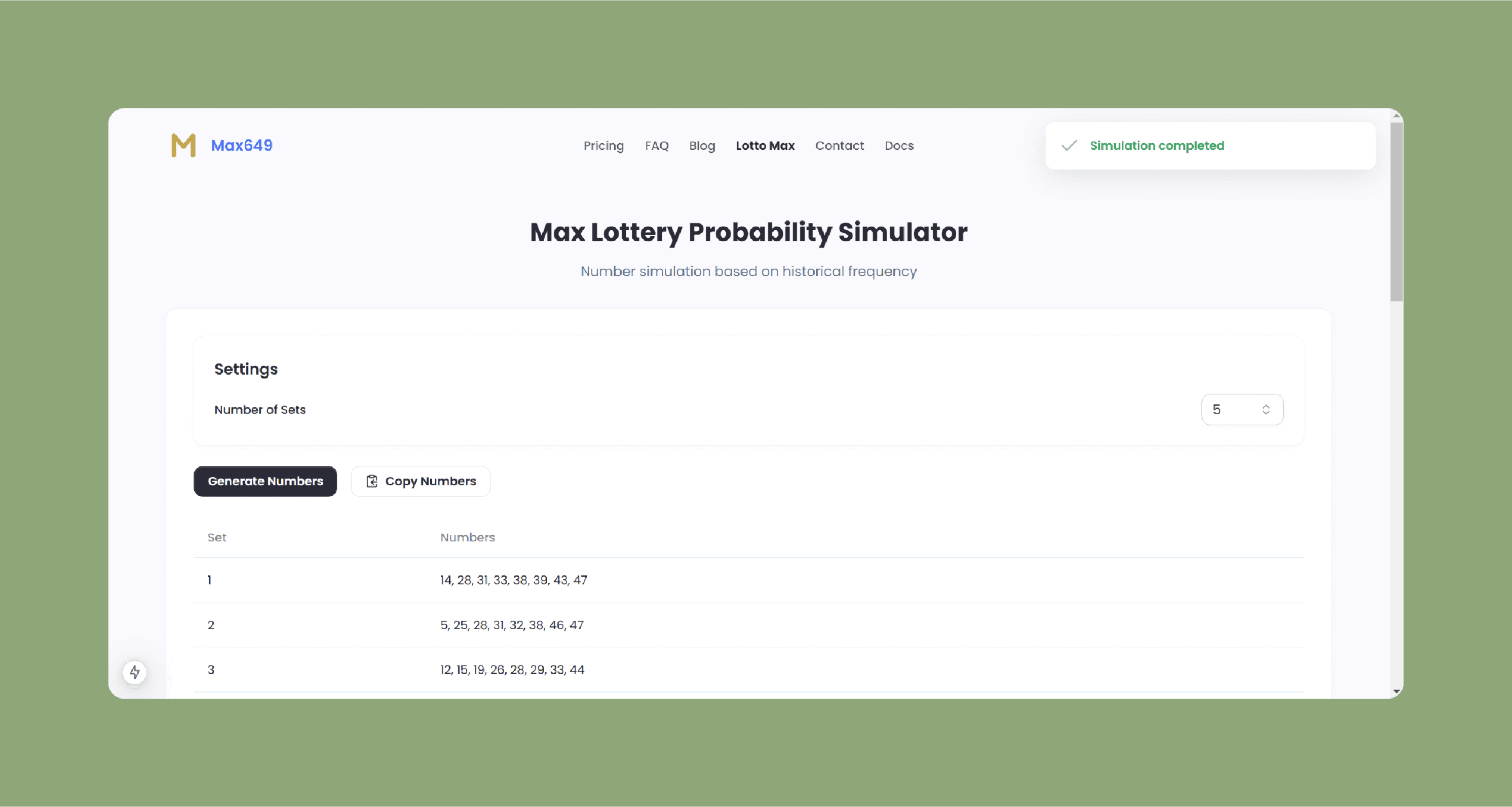 Max Lottery Number Probability Simulator Launch